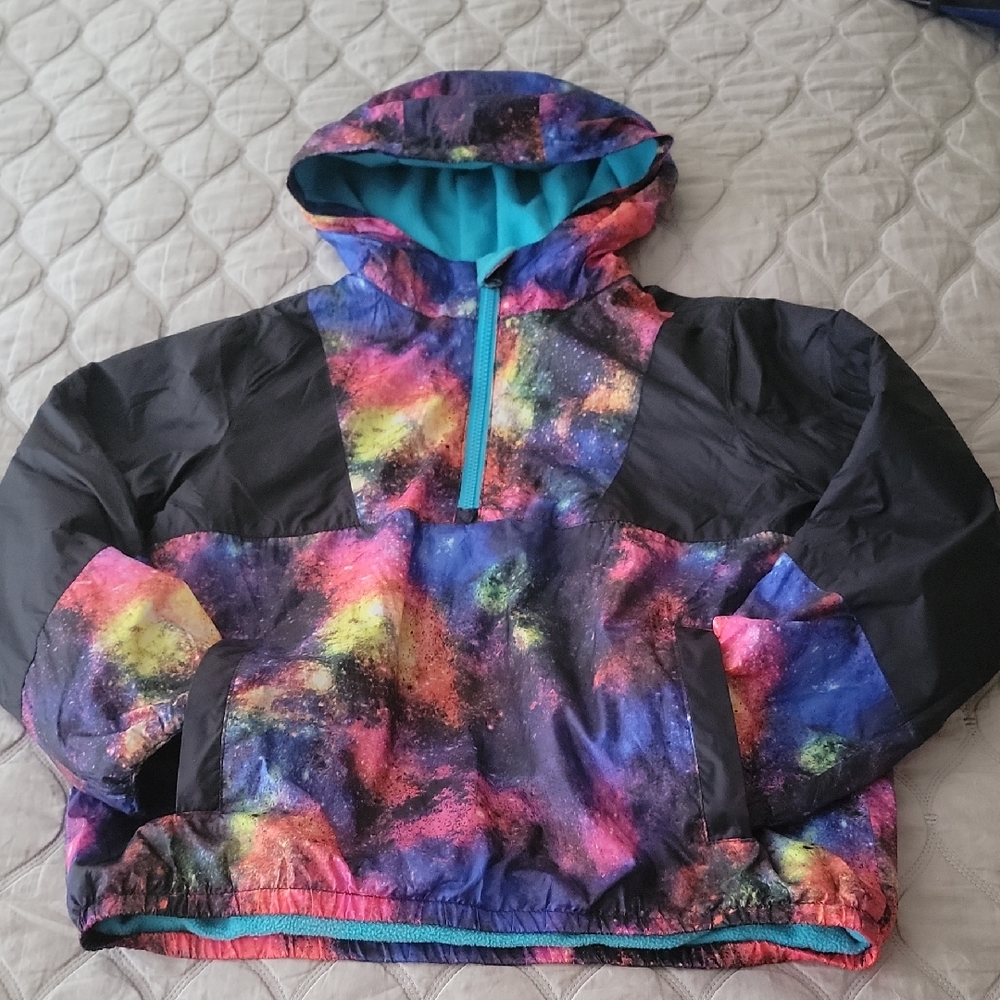 Lands' End Kids Galaxy Hooded Raincoat Jacket,  Size M